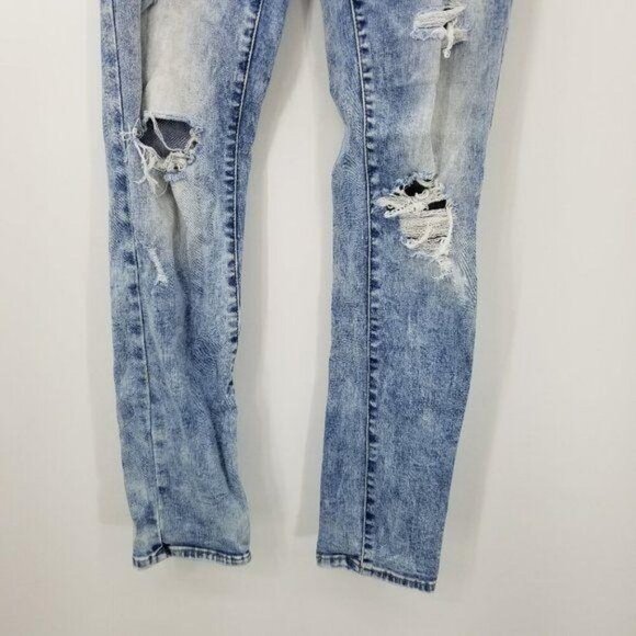 American Eagle Mens Light Wash Acid Wash Skinny Jeans Distressed 26 x 30 - Picture 4 of 11